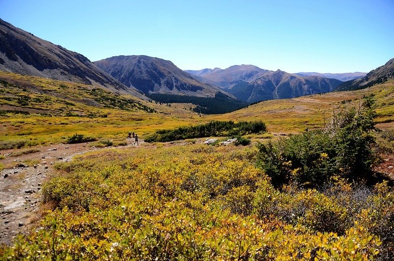 Looking back down the valley below from the trail near 11,840 ft.