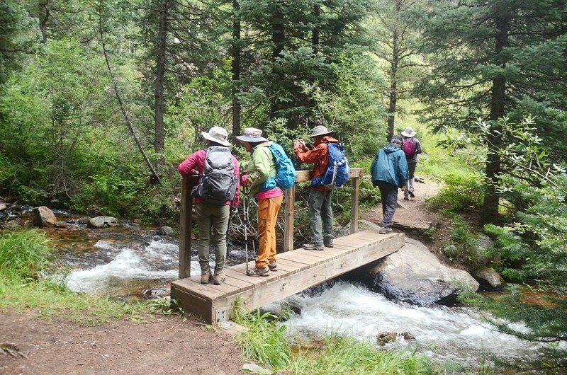 Deer Creek crossing by log bridge (2)