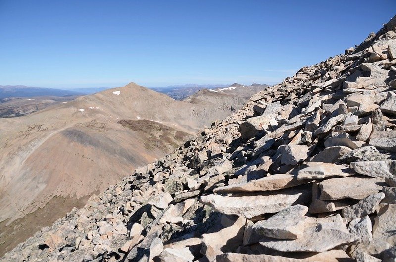 Looking northwest at Mountains from Mount Sherman&apos;s southwest ridge near 13,820 ft