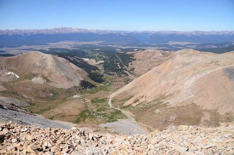 Looking down at Iowa Gulch from the summit of Mount Sherman