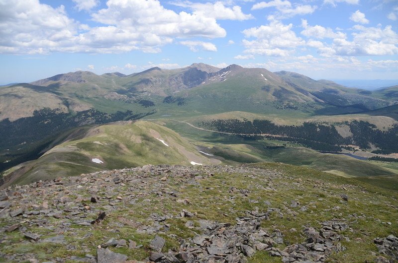 Looking east down to Guanella Pass &amp; mountains from  Square Top Mountain&apos;s east side highest point