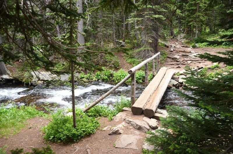 The log bridge  across the North Fork Middle Boulder Creek