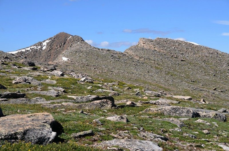 Looking south at Mount Biestadt &amp; The Sawtooth from  the west slope of Mount Evans after climbing the gully (1)