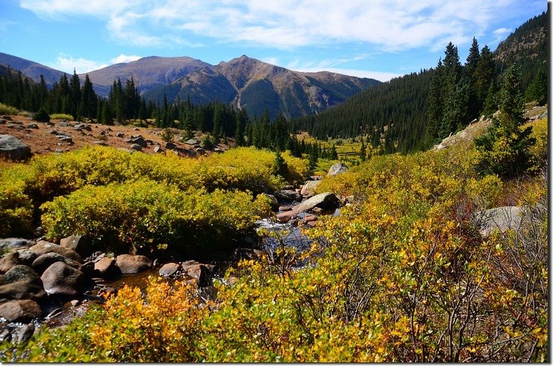 Looking south at the valley lower from the trail second stream crossing