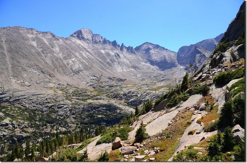 Looking southeast at Longs Peak from Shelf Lake (2)