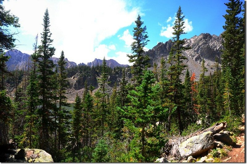 Looking down at Salmon Lake from the trail