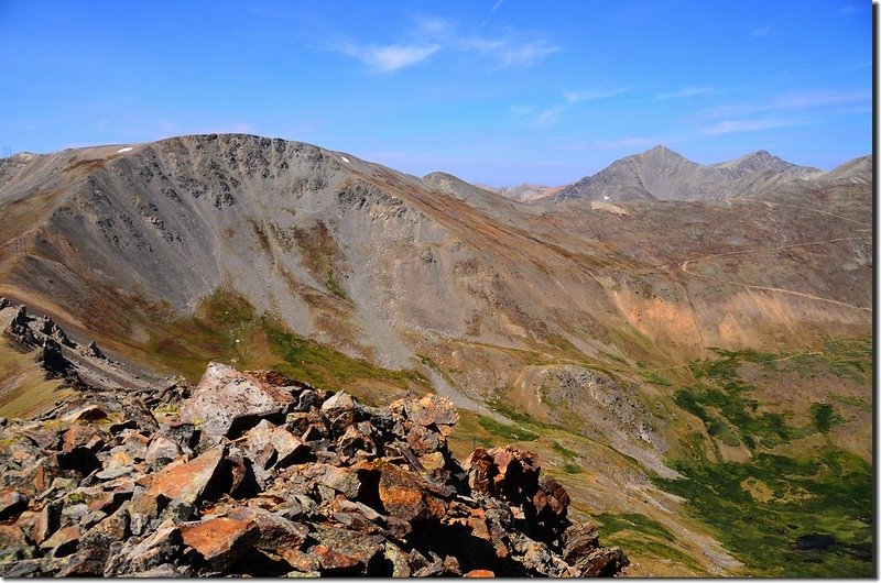 Looking west at Argentine &amp; Grays、Torreys Peaks from Wilcox&apos;s summit