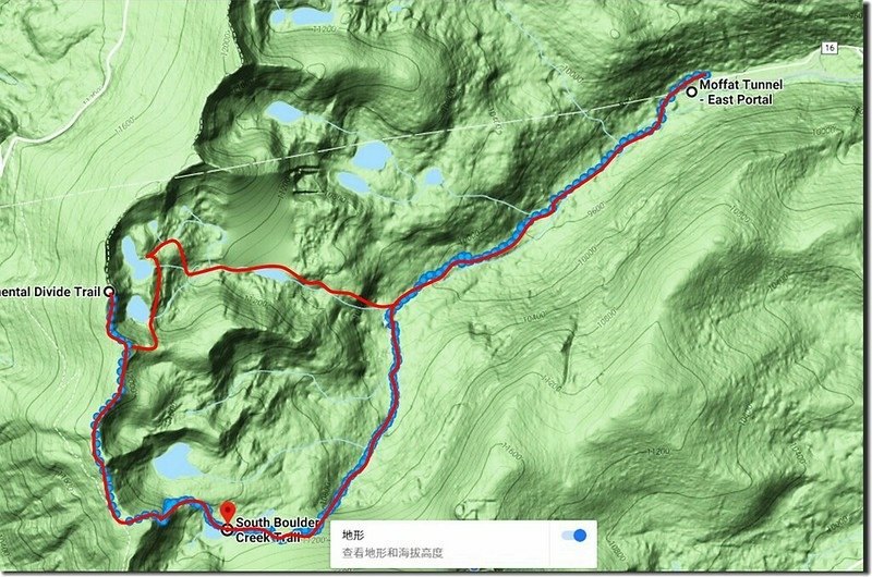 Hiking route of Clayton to Rogers Pass Lake loop