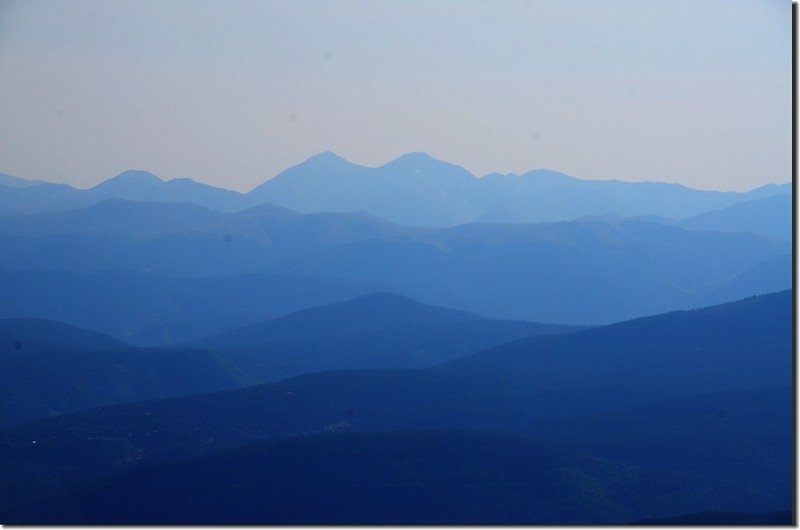 Looking northeast at Grays &amp; Torreys Peak from Quandary Peak East Ridge trail near 13,150 ft