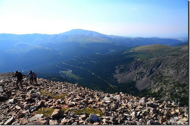 Looking southeast at Mount Silverheels from Quandary Peak East Ridge Trail near 13,150&apos;