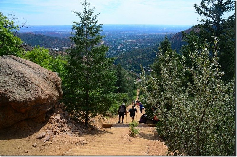 Looking down the Manitou Incline from the trail 2