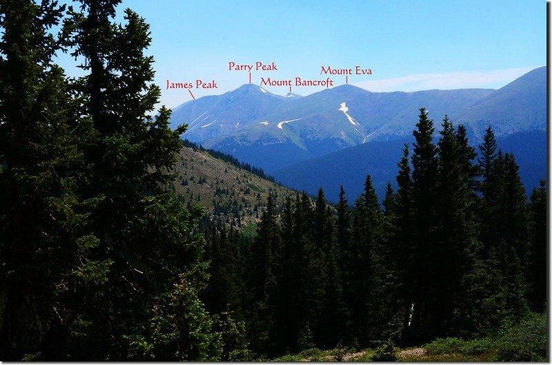 Looking east at James Peak Wilderness from the #2 unnamed lake 1-1