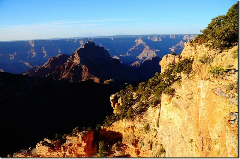 Vishnu Temple as viewed from  top of Angels Window on the North Rim of the Grand Canyon