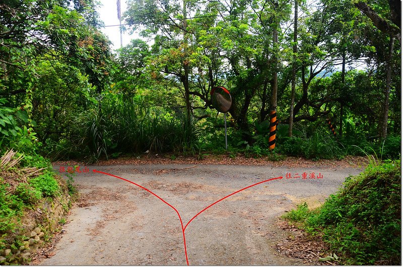 包尾山、二重溪山岔路