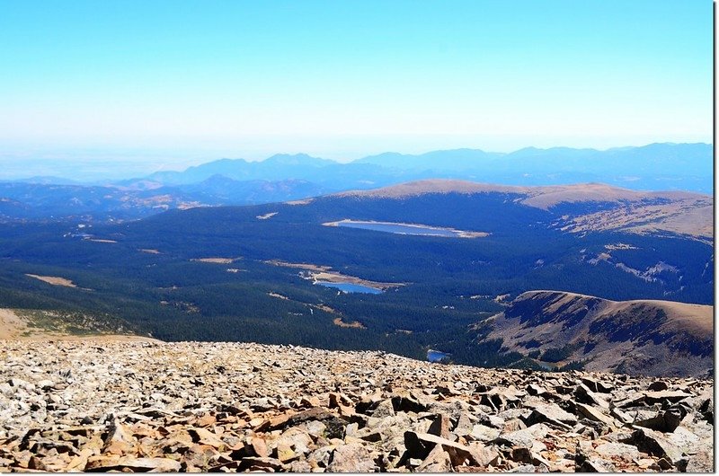 Overlooking down on Brainard Lake Recreation Area from the summit of Mount Audubon