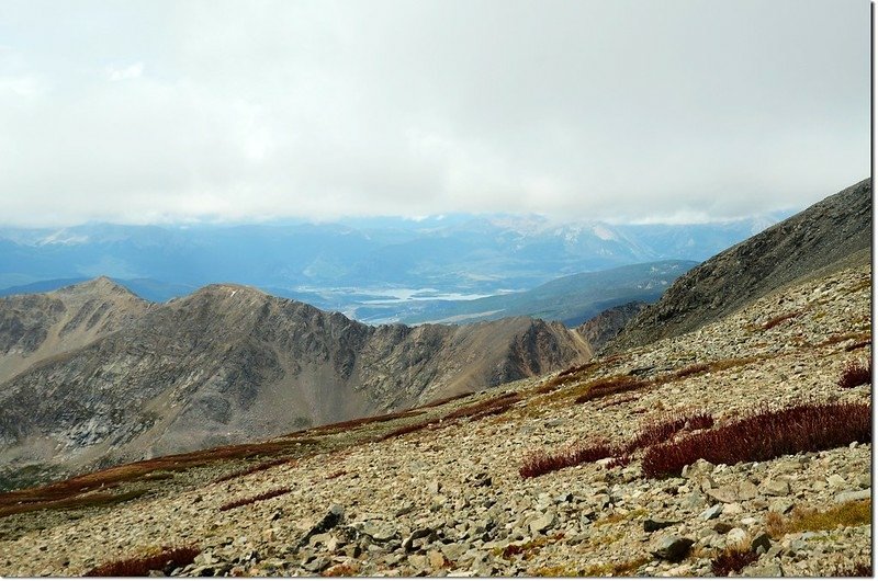 View to West from the saddle,  Dillon Reservoir can be seen in the distance