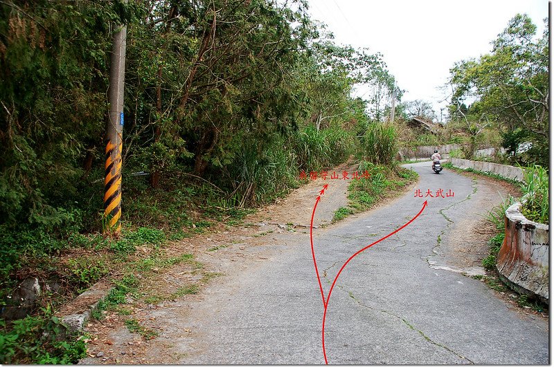 北大武道路、桑留守山東北峰岔路