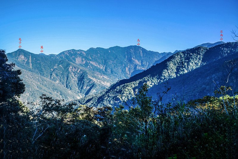 京大山西北峰(H 1134 m)東南望屯子山、烏山、石南山 (2)