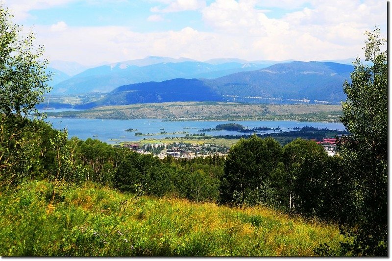 Looking down Dillon Reservoir &amp; Frisco City from Meadow Creek Trail 2