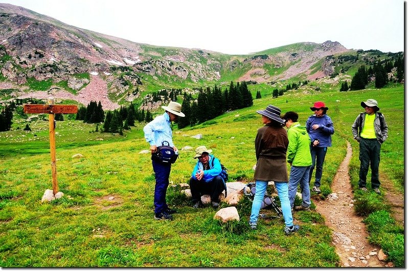 Junction with the Gore Range Trail, Meadow Creek stays right