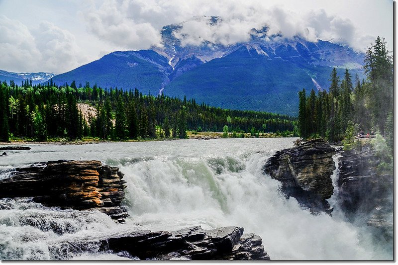 Athabasca Falls with Mount Kerkeslin as a Backdrop (Jasper National Park) 1