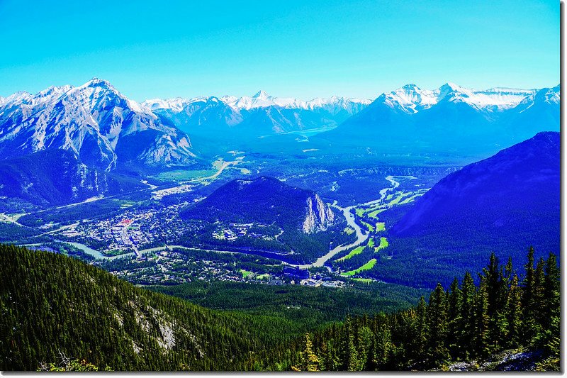 Banff and surrounding area from the Sanson Peak Observation Point