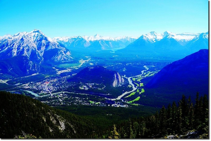 Banff and surrounding area from the Sanson Peak Observation Point