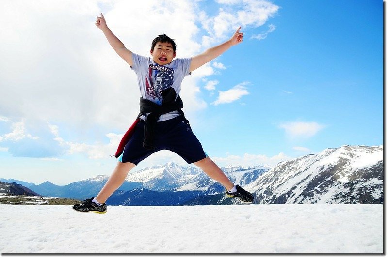 Jacob Jumping Over Longs Peak 1