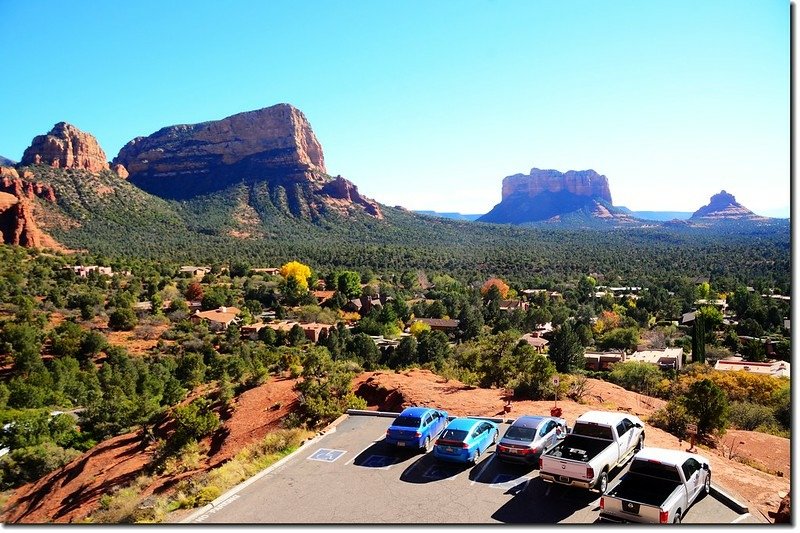 Overlooking south onto Bell Rock &amp; Courthouse Butte from The Chapel of the Holy Cross