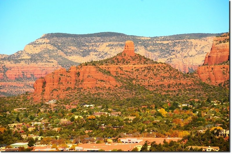 Zoom in the Chimney Rock from the Airport Mesa lower scenic overlook