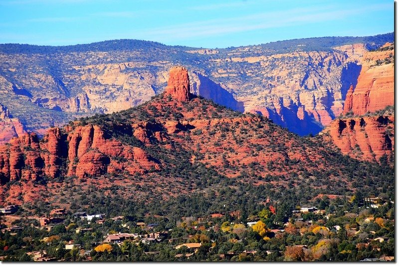 Close up view of the Chimney Rock from the Airport Mesa lower scenic overlook