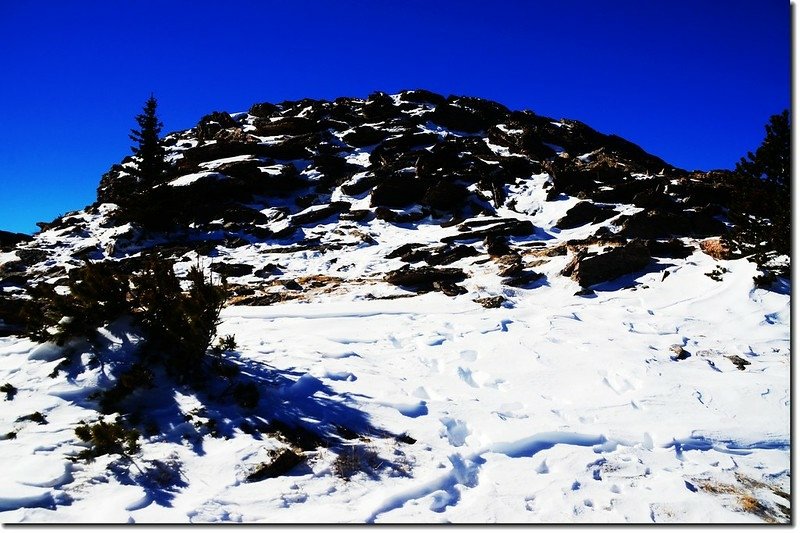 Looking at the summit talus pile