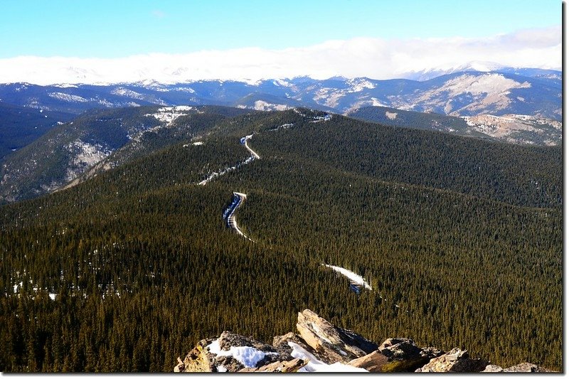 Looking down onto Squaw Pass from the summit of Chief Mountain