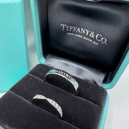 Tiffany&amp;Co.蒂芬妮 鉑金結婚對戒 n1236