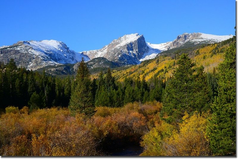 Looking West onto Otis(L), Hallett &amp; Flattop from Bear Lake Road 1