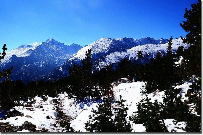 Looking Southeast onto Longs Peak from the Flattop Mountain trail