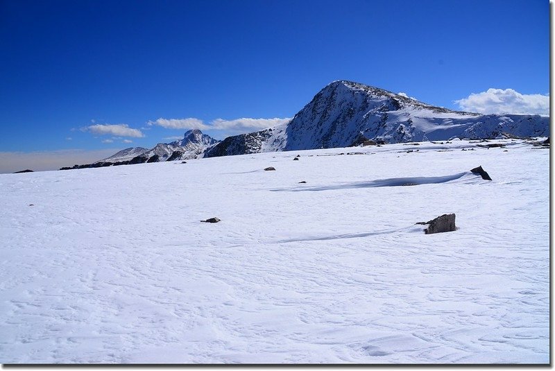 Looking Southeast onto Longs Peak (L) &amp; Hallett Peak  from the summit of Flattop Mountain 3