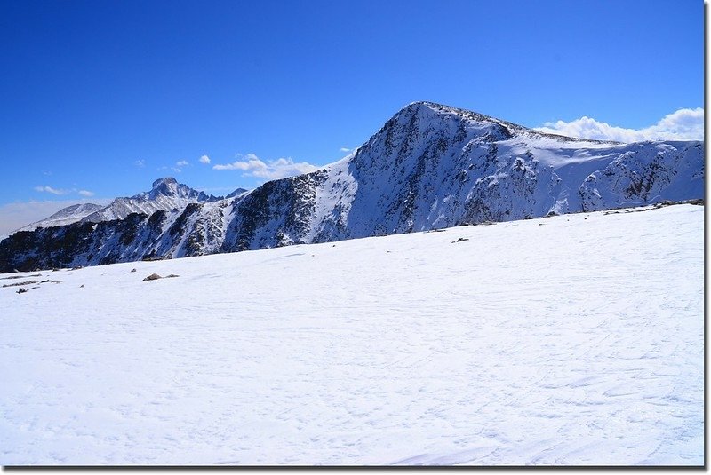 Looking Southeast onto Longs Peak (L) &amp; Hallett Peak  from the summit of Flattop Mountain 2