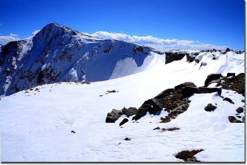 Looking Southeast onto Hallett Peak from Flattop Mountain summit 1