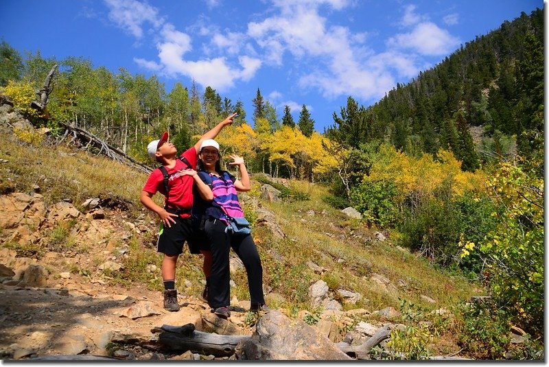 Taken from the trail up to Lost Lake, aspen leaves are turning yellow 1