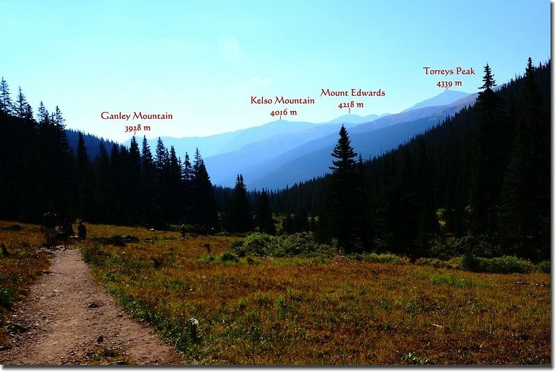 Look back down valley to see Torreys Peak and the Kelso Ridge from the trail 1-1