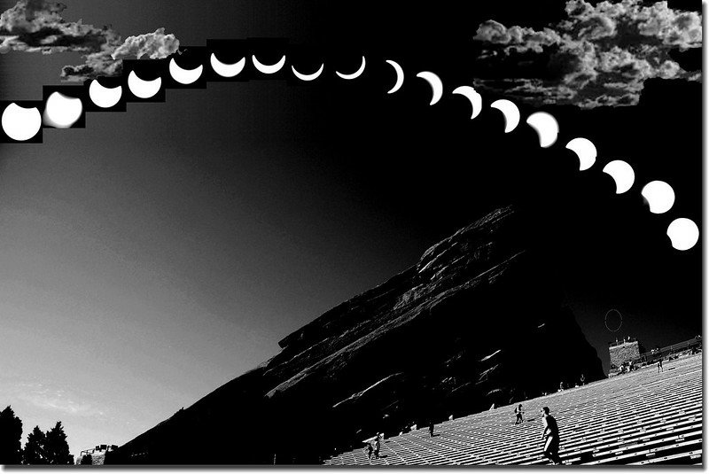 Solar eclipse，taken from Red Rocks Park, Denver(2017.08.21)