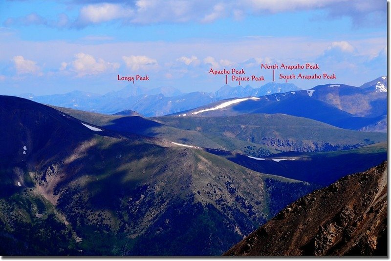 Looking North to Rocky Mountains  from Grays peak