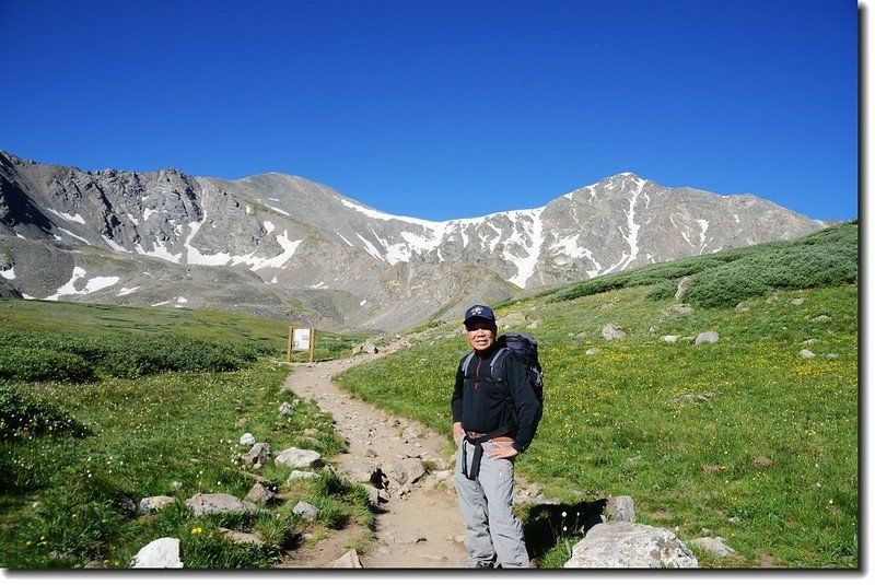 Me at the trail from 1.5 miles into the hike