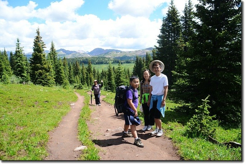 Looking back down the trail at the Gore Range