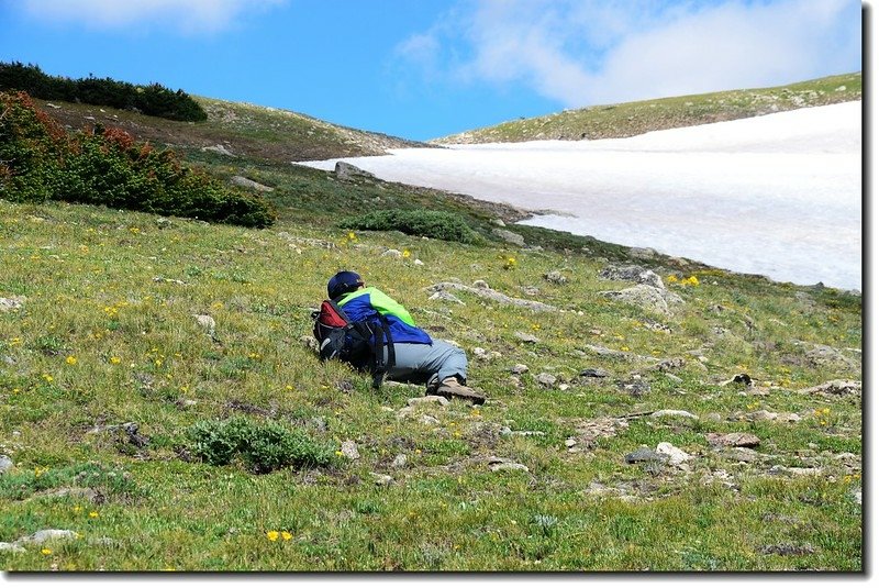 Jacob is resting on his way to James Peak 1