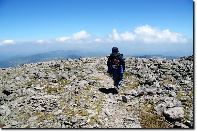 Jacob is on his way to hike to James Peak