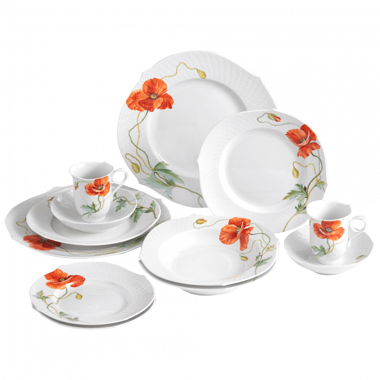 meissen waves relief wild poppy tableware set_4