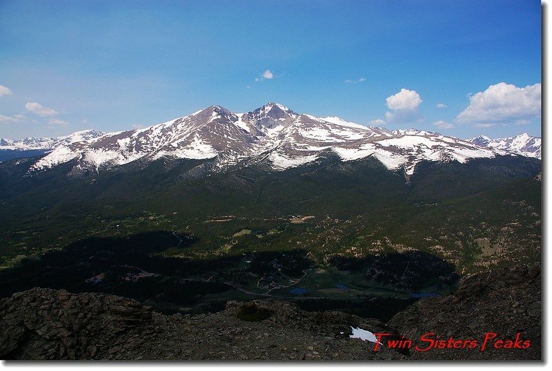 Twin Sister 山頂遠眺 Mount Meeker、Longs Peak 和Lady Washington(左至右)