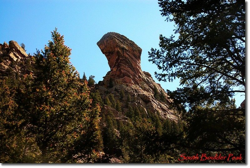 The Devil&apos;s Thumb as seen from the Shadow Canyon trail 1